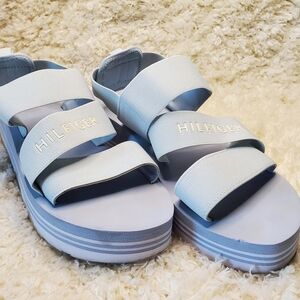 Tommy Hilfiger Light Blue Platform Slide Sandals